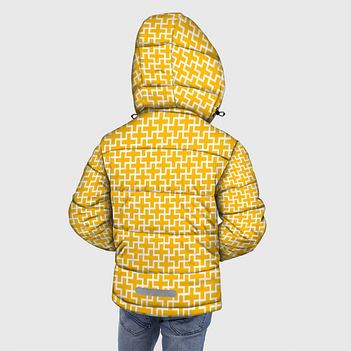 Зимняя куртка для мальчика Белые крестики на желтом фоне / 3D-Светло-серый – фото 4