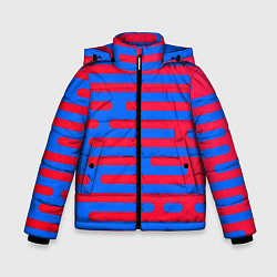 Куртка зимняя для мальчика Красно-синие полосы, цвет: 3D-черный