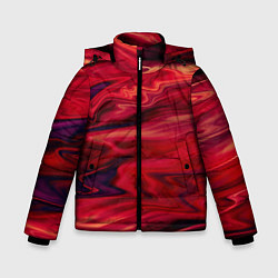Куртка зимняя для мальчика Красный абстрактный модный узор, цвет: 3D-черный