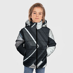 Куртка зимняя для мальчика Абстрактные геометрические линии - Белый, цвет: 3D-светло-серый — фото 2