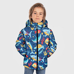 Куртка зимняя для мальчика Акула, скат и другие обитатели океана - лето, цвет: 3D-черный — фото 2