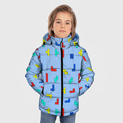 Куртка зимняя для мальчика Тетрис на голубом фоне, цвет: 3D-красный — фото 2