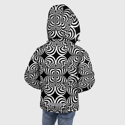 Зимняя куртка для мальчика Фракталы - оптическая иллюзия / 3D-Светло-серый – фото 4