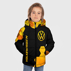 Куртка зимняя для мальчика Volkswagen - gold gradient: символ и надпись верти, цвет: 3D-черный — фото 2