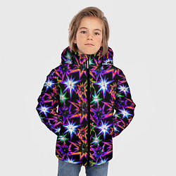 Куртка зимняя для мальчика Неоновые звезды на черном, цвет: 3D-светло-серый — фото 2