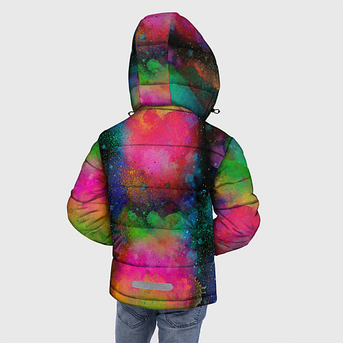 Зимняя куртка для мальчика Разноцветные брызги кляксы / 3D-Красный – фото 4