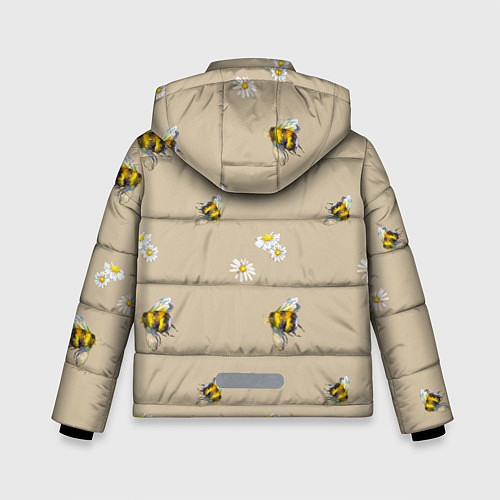 Зимняя куртка для мальчика Цветы Ромашки и Пчёлы / 3D-Черный – фото 2