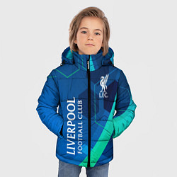 Куртка зимняя для мальчика Ливерпуль Синяя абстракция, цвет: 3D-красный — фото 2