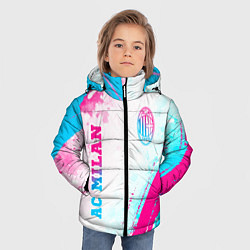 Куртка зимняя для мальчика AC Milan neon gradient style: символ и надпись вер, цвет: 3D-черный — фото 2