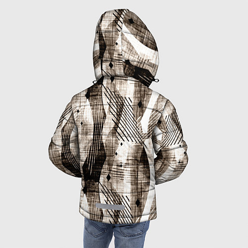 Зимняя куртка для мальчика Абстрактный гранжевый коричнево-бежевый / 3D-Светло-серый – фото 4