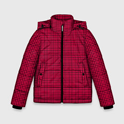 Куртка зимняя для мальчика Черно-красная мелкая клетка, цвет: 3D-светло-серый