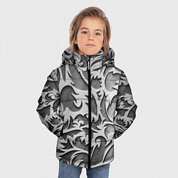 Куртка зимняя для мальчика Растительный орнамент - резьба по дереву, цвет: 3D-красный — фото 2