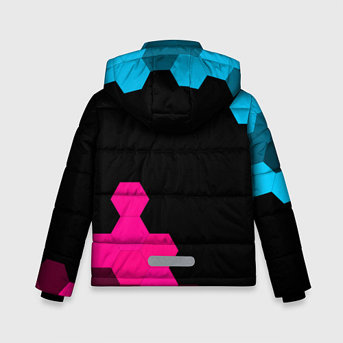 Зимняя куртка для мальчика Counter Strike - neon gradient: символ и надпись в / 3D-Черный – фото 2