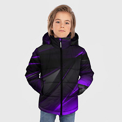 Куртка зимняя для мальчика Черно-фиолетовая геометрическая абстракция, цвет: 3D-черный — фото 2
