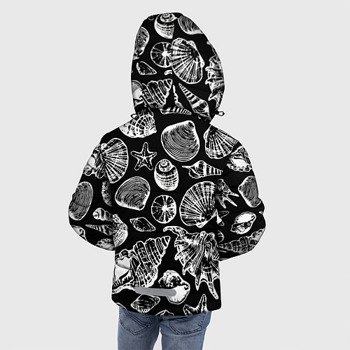 Зимняя куртка для мальчика Паттерн из морских ракушек / 3D-Светло-серый – фото 4