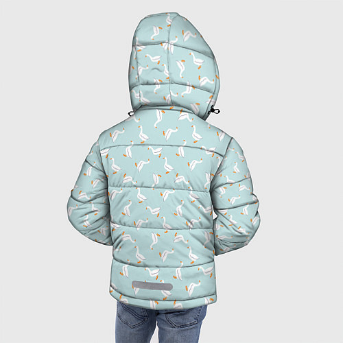 Зимняя куртка для мальчика Гуси на нежно-голубом паттерн / 3D-Красный – фото 4