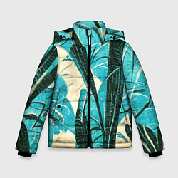 Куртка зимняя для мальчика Винтажный папоротник, цвет: 3D-светло-серый