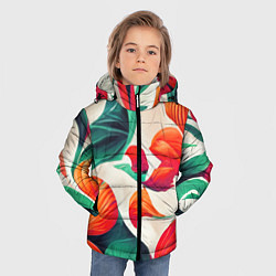 Куртка зимняя для мальчика Элегантный цветочный орнамент, цвет: 3D-красный — фото 2