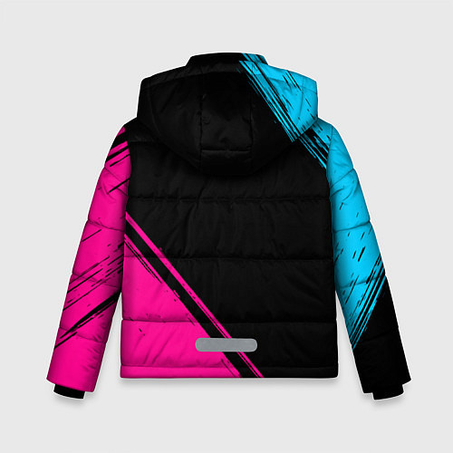 Зимняя куртка для мальчика Brighton - neon gradient: символ и надпись вертика / 3D-Черный – фото 2