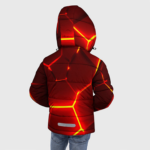 Зимняя куртка для мальчика Красные неоновые геометрические плиты / 3D-Красный – фото 4