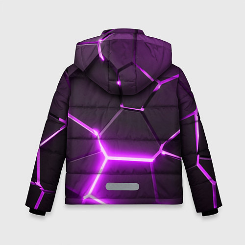 Зимняя куртка для мальчика Фиолетовые неоновые геометрические плиты / 3D-Черный – фото 2