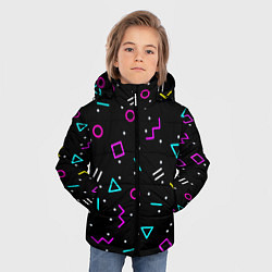 Куртка зимняя для мальчика Colored neon geometric shapes, цвет: 3D-светло-серый — фото 2