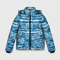 Куртка зимняя для мальчика Паттерн из створок ракушки - океан, цвет: 3D-светло-серый