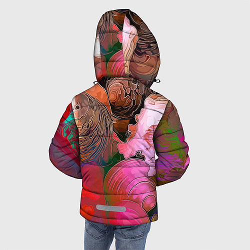 Зимняя куртка для мальчика Стилизованная композиция из океанских ракушек / 3D-Красный – фото 4