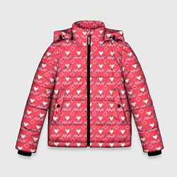 Куртка зимняя для мальчика Сердечки и линии - абстракция, цвет: 3D-красный