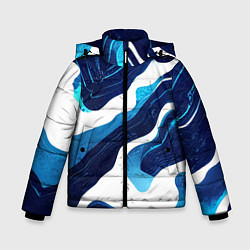 Куртка зимняя для мальчика Синие разводы краски, цвет: 3D-светло-серый