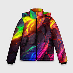 Куртка зимняя для мальчика Neon rainbow lava, цвет: 3D-черный