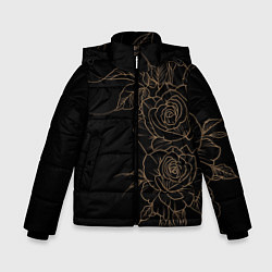 Куртка зимняя для мальчика Элегантные розы на черном фоне, цвет: 3D-черный