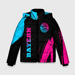 Куртка зимняя для мальчика Bayern - neon gradient: надпись, символ, цвет: 3D-черный