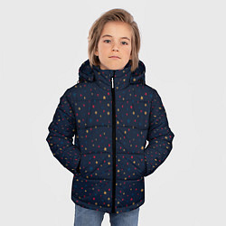 Куртка зимняя для мальчика Золотые, красные, синие звезды на темно синем, цвет: 3D-светло-серый — фото 2