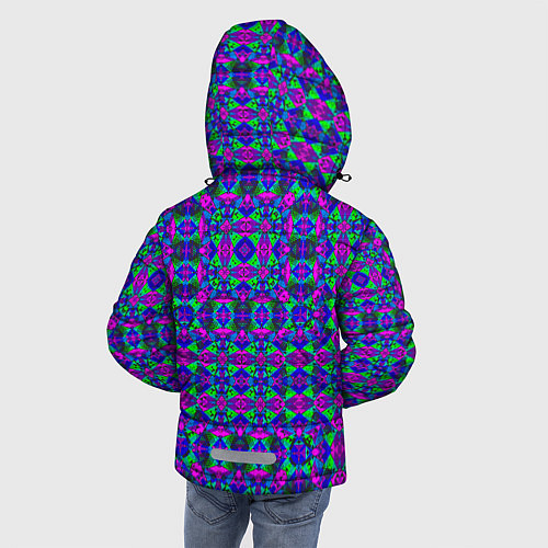 Зимняя куртка для мальчика Калейдоскопический неоновый узор / 3D-Светло-серый – фото 4