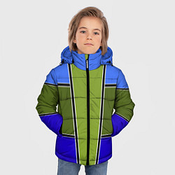 Куртка зимняя для мальчика Зелено- синий геометрический дизайн, цвет: 3D-черный — фото 2