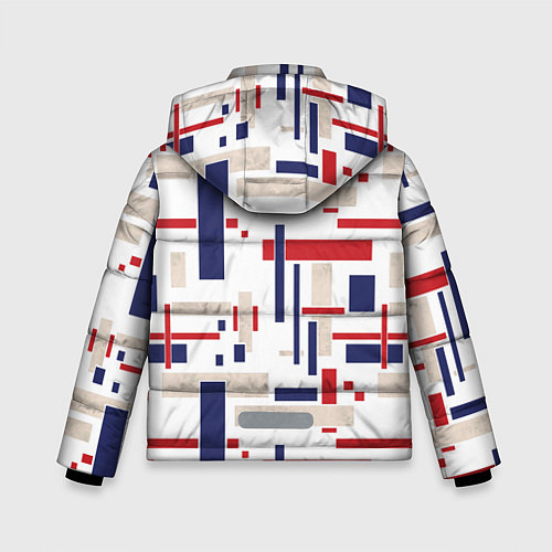 Зимняя куртка для мальчика Геометрический узор Орион красно-синий на белом / 3D-Черный – фото 2