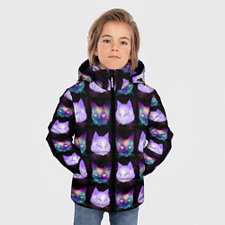 Куртка зимняя для мальчика Неоновые кошачьи морды, цвет: 3D-красный — фото 2