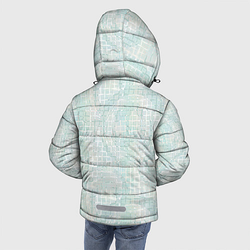 Зимняя куртка для мальчика Круги на клетчатом серо-белом фоне / 3D-Светло-серый – фото 4