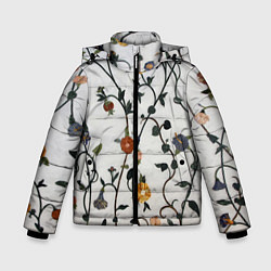 Куртка зимняя для мальчика Каменные цветы, цвет: 3D-светло-серый