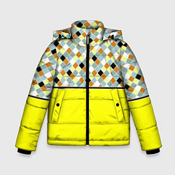 Куртка зимняя для мальчика Желтый неоновый комбинированный узор, цвет: 3D-светло-серый