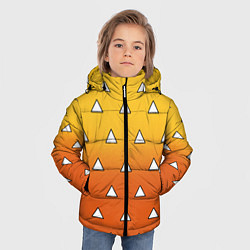 Куртка зимняя для мальчика Оранжевое кимоно с треугольниками - Зеницу клинок, цвет: 3D-светло-серый — фото 2