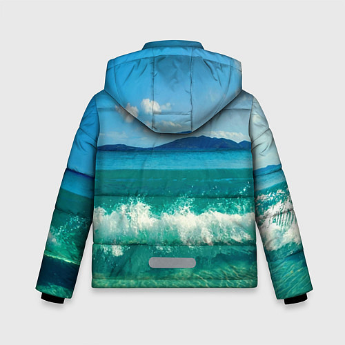 Зимняя куртка для мальчика Волна набегает на берег / 3D-Светло-серый – фото 2