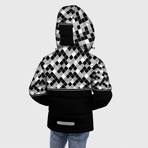Зимняя куртка для мальчика Черно-белый геометрический узор / 3D-Красный – фото 4
