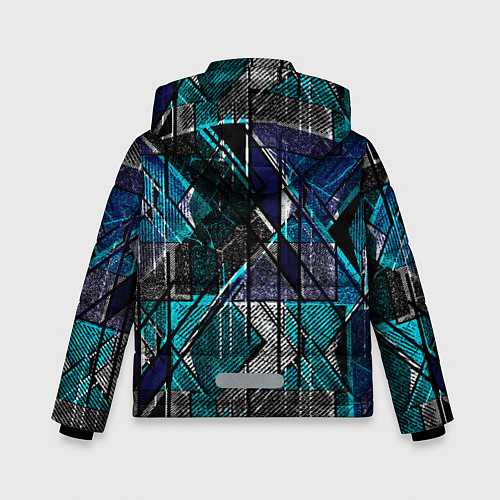 Зимняя куртка для мальчика Сине - черная гранжевая абстракция / 3D-Светло-серый – фото 2
