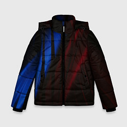 Куртка зимняя для мальчика Иллюзорные синие и красные линии во тьме, цвет: 3D-светло-серый