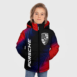 Куртка зимняя для мальчика Porsche красный карбон, цвет: 3D-черный — фото 2