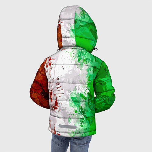 Зимняя куртка для мальчика Флаг Италии - кляксы / 3D-Красный – фото 4