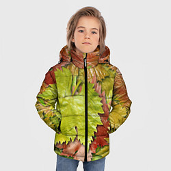 Куртка зимняя для мальчика Осенние листья клёна - паттерн, цвет: 3D-красный — фото 2