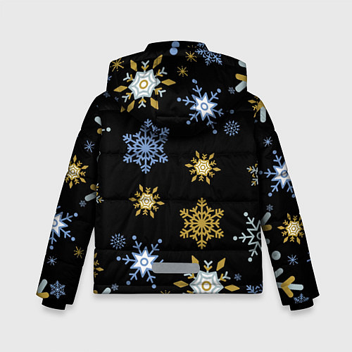 Зимняя куртка для мальчика Новый год снежинки на чёрном фоне / 3D-Черный – фото 2